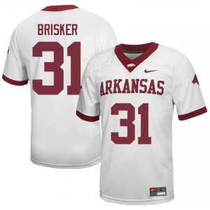 #31 Blake Brisker Arkansas Razorbacks White Jersey | Authentic Embroidery Men Player Football Gear 81320214