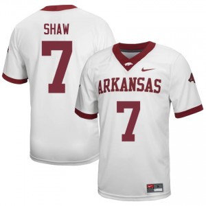 #7 Bradley Shaw Arkansas Razorbacks White Jersey | Iconic Embroidery Men College Football Gear 69103259