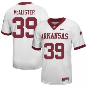 #39 Braeden McAlister Arkansas Razorbacks White Jersey | Authentic Embroidery Men Player Football Gear 41666107