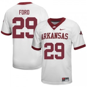 #29 Brandon Ford Arkansas White Jersey | Pro Cut Embroidery Men NCAA Football Gear 79865646