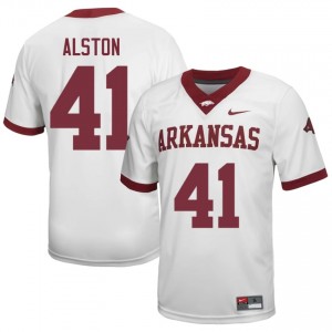 Brian Alston #41 UA Razorbacks Jersey | Genuine White NCAA Football Men Embroidery 89999478