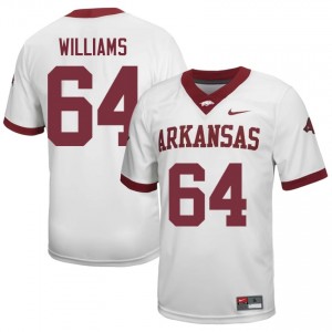 #64 Bryant Williams Arkansas Razorbacks White Jersey | Officially Licensed Embroidery Men University Football Gear 30661498