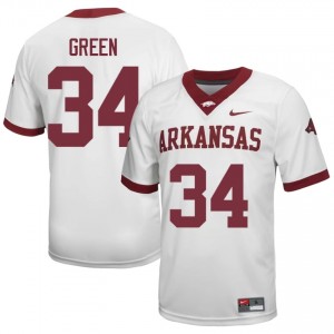 #34 Brylan Green Arkansas White Jersey | Officially Licensed Embroidery Men University Football Gear 65960924