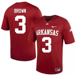 UARK Hogs CJ Brown #3 Cardinal Jersey | Fresh Stitched High School Football Men Apparel 41817457