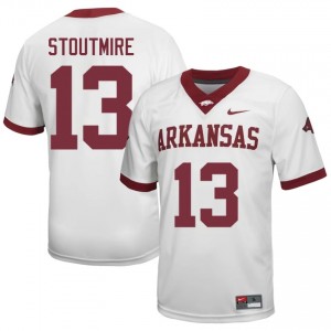 #13 Carter Stoutmire Arkansas White Jersey | Pro Cut Embroidery Men NCAA Football Gear 79443323