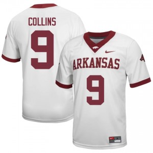 Charlie Collins #9 UA Razorbacks Jersey | Genuine White NCAA Football Men Embroidery 37348004