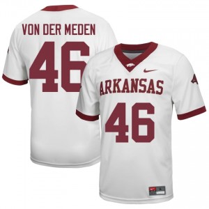 #46 Charlie Von Der Meden Arkansas Razorbacks White Jersey | Officially Licensed Embroidery Men University Football Gear 88683084
