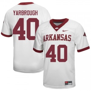 Colton Yarbrough #40 UA Razorbacks Jersey | Moisture Wicking White High School Football Men Embroidery 16122896
