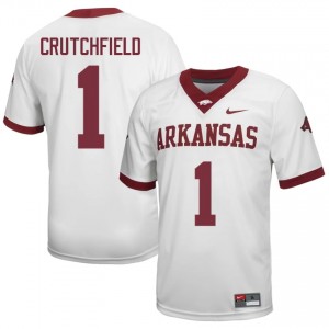 #1 Courtney Crutchfield Arkansas Razorbacks White Jersey | Pro Cut Embroidery Men NCAA Football Gear 91112217