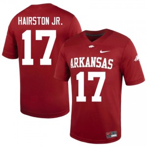 UARK Hogs DJ Hairston Jr. #17 Cardinal Jersey | Durable Stitched University Football Men Apparel 95527173