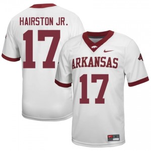 DJ Hairston Jr. #17 UA Razorbacks Jersey | Moisture Wicking White High School Football Men Embroidery 83732600