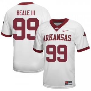 #99 Danny Beale III Arkansas Razorbacks White Jersey | Pro Cut Embroidery Men NCAA Football Gear 55052446