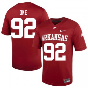 Cardinal David Oke #92 Razorbacks Jersey | Men University Football Top-Tier Stitched 12067905