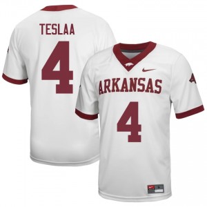 Isaac TeSlaa #4 UA Razorbacks Jersey | Alumni White Player Football Men Embroidery 31366312