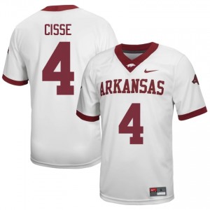 #4 Ismael Cisse Arkansas White Jersey | Licensed Embroidery Men High School Football Gear 53329414