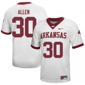 J'Lynn Allen #30 Arkansas Razorbacks Jersey | Alumni White Player Football Men Embroidery 22292359