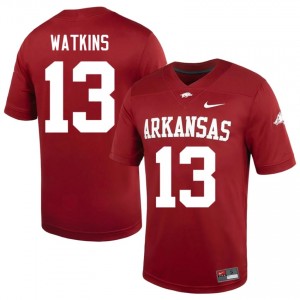 Razorbacks Jelani Watkins #13 Cardinal Jersey | Fresh Stitched High School Football Men Apparel 42790081