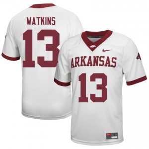 Jelani Watkins #13 Arkansas Razorbacks Jersey | Alumni White Player Football Men Embroidery 92593863
