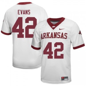 Jeremy Evans #42 Arkansas Razorbacks Jersey | Gameday White College Football Men Embroidery 20198560