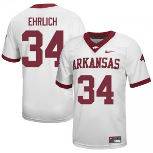 Jesse Ehrlich #34 Arkansas Razorbacks Jersey | Gameday White College Football Men Embroidery 72860575