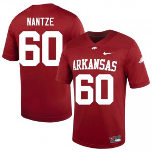 UARK Hogs Jonas Nantze #60 Cardinal Jersey | Durable Stitched University Football Men Apparel 66285777