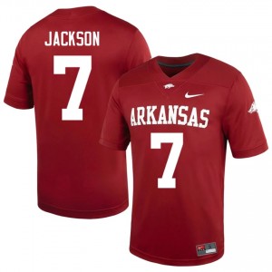 Razorbacks KJ Jackson #7 Cardinal Jersey | Exclusive Stitched College Football Men Apparel 13032450