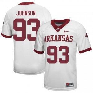 Keiundre Johnson #93 UA Razorbacks Jersey | Elite Thread White University Football Men Embroidery 72953071