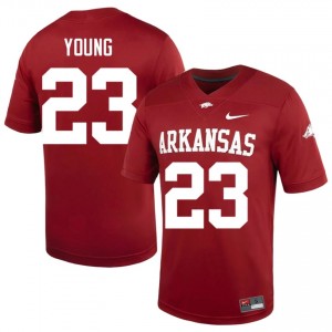 Razorbacks Kevin Young #23 Cardinal Jersey | Fresh Stitched High School Football Men Apparel 19871322