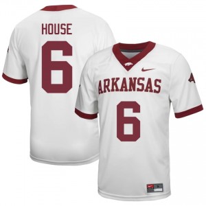 #6 Khmori House Arkansas Razorbacks White Jersey | Iconic Embroidery Men College Football Gear 20637783