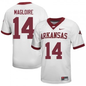 #14 Kyeaure Magloire Arkansas Razorbacks White Jersey | Licensed Embroidery Men High School Football Gear 33894398