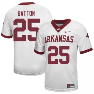 #25 Markeylin Batton Arkansas White Jersey | Iconic Embroidery Men College Football Gear 47330103