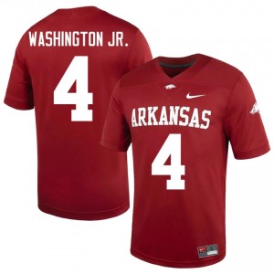 Cardinal Mike Washington Jr. #4 Razorbacks Jersey | Men NCAA Football Essential Stitched 81006118