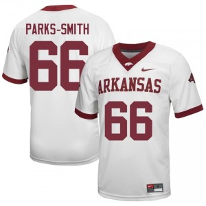 #66 Payton Parks-Smith Arkansas Razorbacks White Jersey | Pro Cut Embroidery Men NCAA Football Gear 84506644