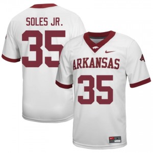 Steven Soles Jr. #35 Arkansas Razorbacks Jersey | Genuine White NCAA Football Men Embroidery 60752862