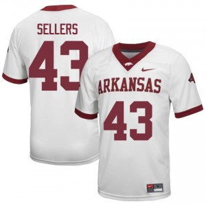 #43 Trent Sellers Arkansas White Jersey | Authentic Embroidery Men Player Football Gear 22295736