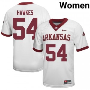Adam Hawkes #54 UA Razorbacks Jersey | Gameday White College Football Women Stitch 56516324