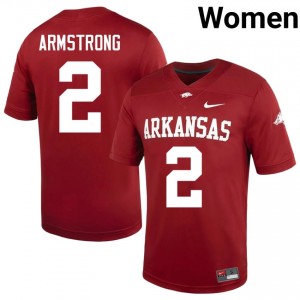 UARK Hogs Andrew Armstrong #2 Cardinal Jersey | Premium Embroidery NCAA Football Women Apparel 12205336