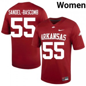 Razorbacks Antonio Sandel-Bascomb #55 Cardinal Jersey | Fresh Embroidery High School Football Women Apparel 98181614