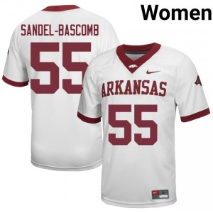 Antonio Sandel-Bascomb #55 Arkansas Razorbacks Jersey | Alumni White Player Football Women Stitch 80852209