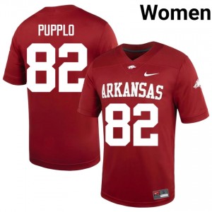 UARK Hogs Ben Pupplo #82 Cardinal Jersey | Exclusive Embroidery College Football Women Apparel 63196995