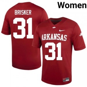 Razorbacks Blake Brisker #31 Cardinal Jersey | Exclusive Embroidery College Football Women Apparel 25442333