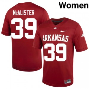 Razorbacks Braeden McAlister #39 Cardinal Jersey | Exclusive Embroidery College Football Women Apparel 75853274