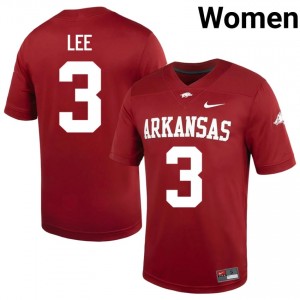 Cardinal Braydon Lee #3 Razorbacks Jersey | Women College Football Pro-Grade Embroidery 90656350