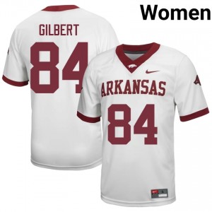 Breylen Gilbert #84 Arkansas Razorbacks Jersey | Genuine White NCAA Football Women Stitch 17866308