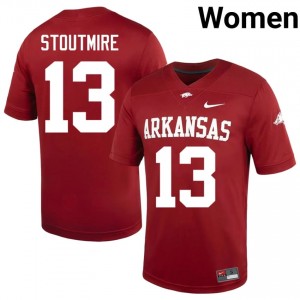 UARK Hogs Carter Stoutmire #13 Cardinal Jersey | Durable Embroidery University Football Women Apparel 38146171