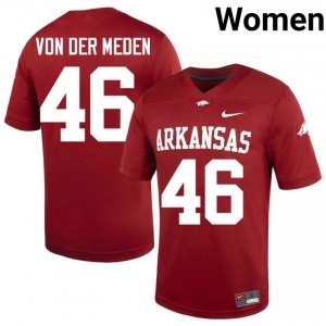 Razorbacks Charlie Von Der Meden #46 Cardinal Jersey | Elite Embroidery Player Football Women Apparel 99012857