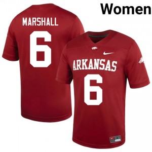Cardinal Chris Marshall #6 Razorbacks Jersey | Women University Football Top-Tier Embroidery 99462582