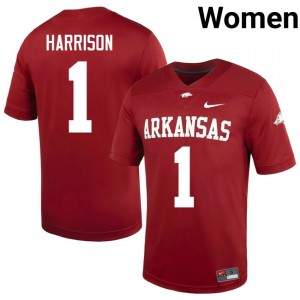 UARK Hogs Christian Harrison #1 Cardinal Jersey | Elite Embroidery Player Football Women Apparel 21662957