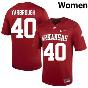 Cardinal Colton Yarbrough #40 Razorbacks Jersey | Women NCAA Football Essential Embroidery 83192768