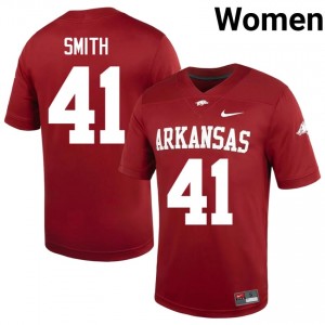UARK Hogs Connor Smith #41 Cardinal Jersey | Elite Embroidery Player Football Women Apparel 66994090